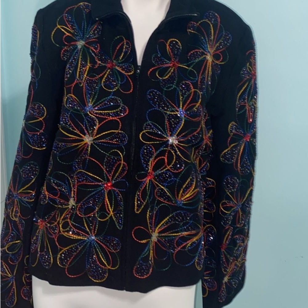 Vintage Anage 80’s Rainbow Flower Beaded Jacket
